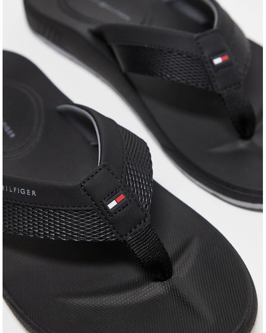 Tommy Hilfiger Black Beach Thongs for men