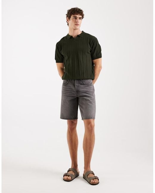 Redefined Rebel Black Valencia Loose Fit Denim Shorts for men
