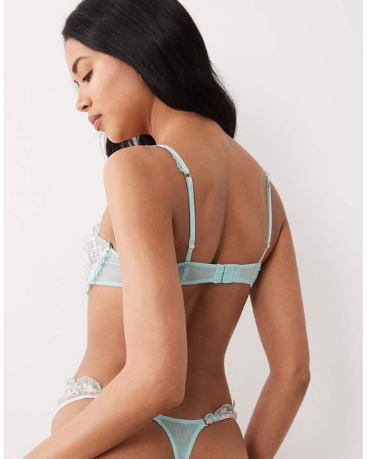 Wild Lovers Blue Mila Underwired Embroidered Lace Bow Bra