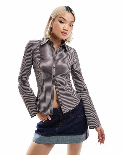 Bershka Gray Fitted Shirt
