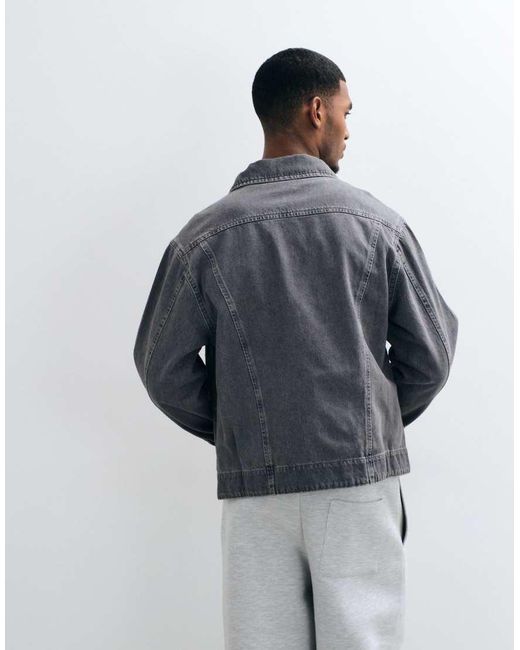 ASOS Gray Circular Design Collection Denim Trucker Jacket for men