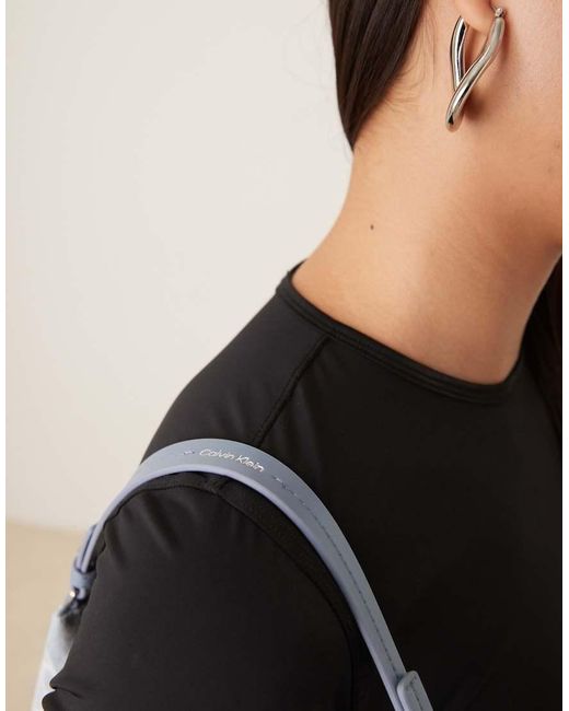 Calvin Klein Black Jeans Denim Logo Print Shoulder Bag