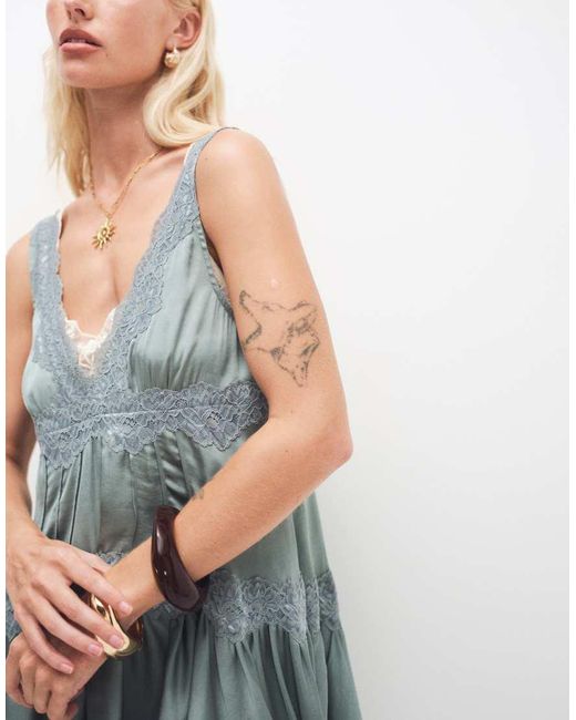 Free People Gray In This Groove Mini Slip Dress In Odessa