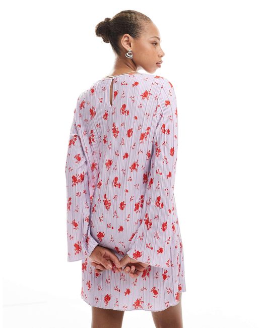 Pieces Pink – langärmliges plissee-minikleid