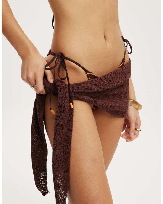 Cotton On Brown Rumi Open Knit Mini Sarong Skirt