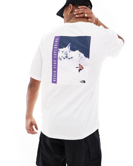 The North Face White Snowboard Retro Back Graphic T-shirt for men
