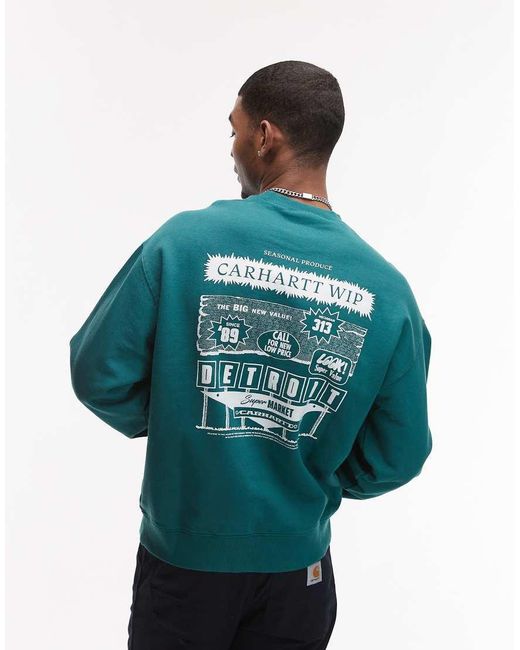 Sudadera Con Estampado Gráfico De Catálogo De Carhartt de hombre de color Blue