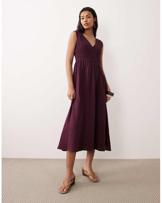 Nobody's Child Red Audrey Ruched Detail Midaxi Dress
