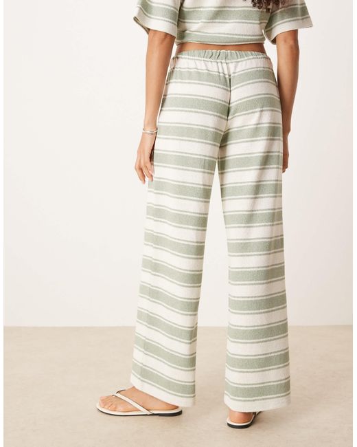Pantalon large d'ensemble en maille à rayures - sauge ASOS en coloris White