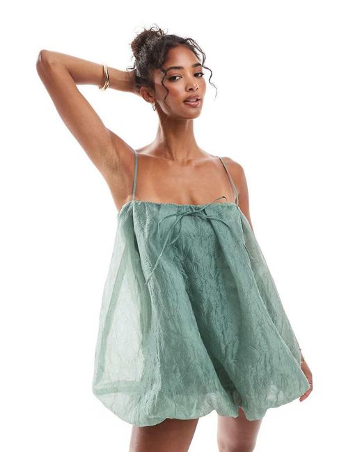 ASOS Green Square Neck Puffball Romper