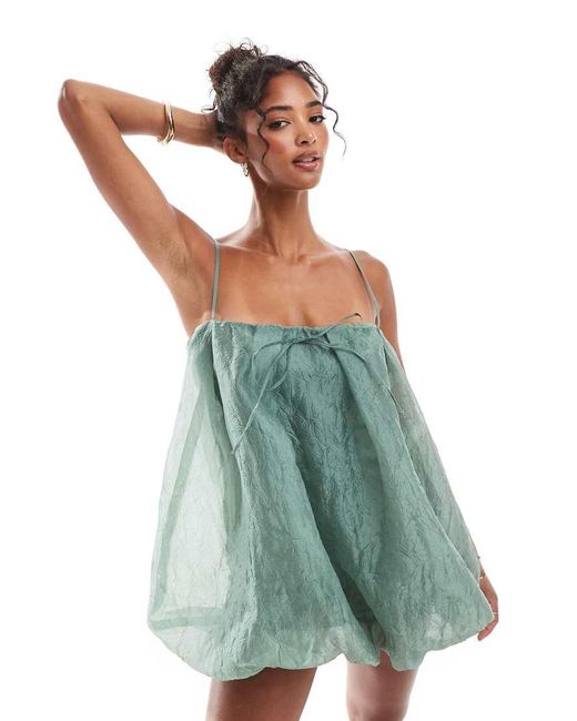 ASOS Green Square Neck Puffball Romper