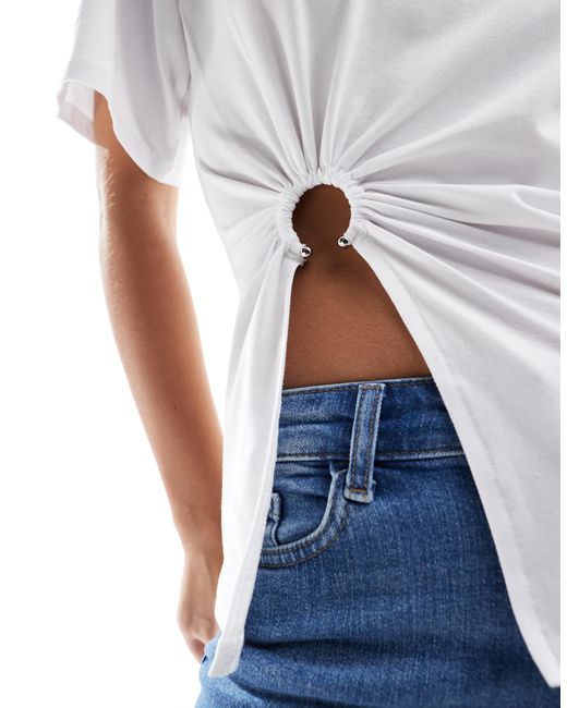 ONLY White – gerafftes t-shirt