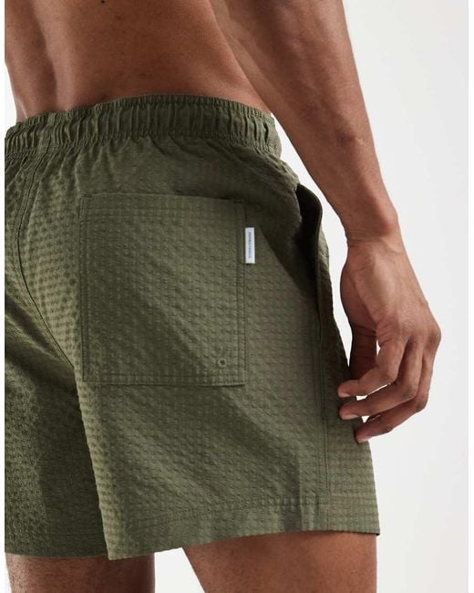 Jack & Jones Green Seersucker Swim Shorts for men