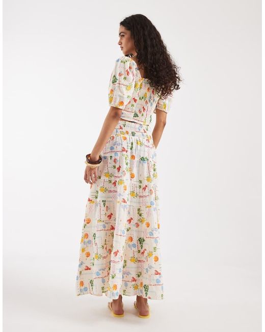 Vero Moda Natural Smock Waist Maxi Skirt Co-ord