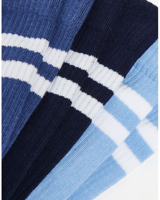 ASOS Blue 3 Pack Sock With Stripe for men