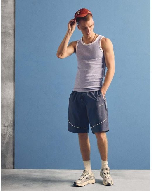 Bershka Blue Contrast Rib Vest Top for men