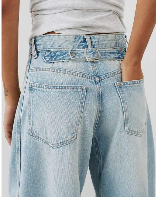 Pull&Bear Blue Balloon Jeans With Belt Loops