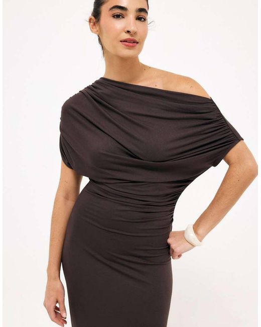 NA-KD Black Soft Line Draped Maxi Dress