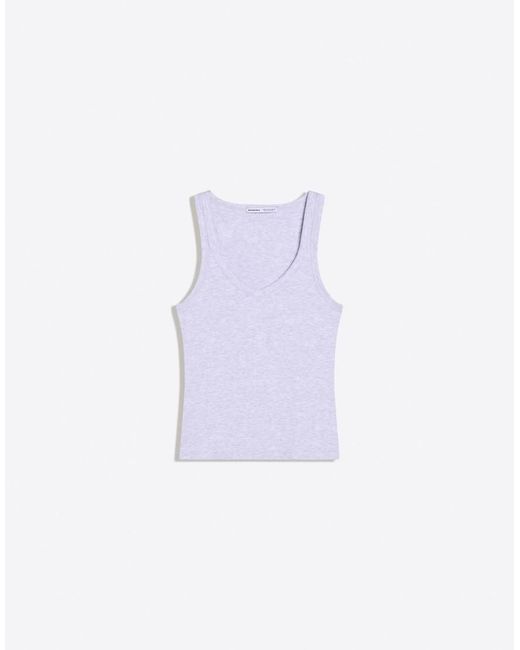 Bershka Blue Basic Rib Vest Top