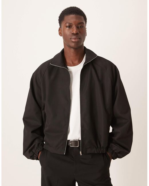 ASOS Black Smart Funnel Neck Jacket for men