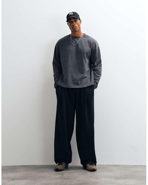 ASOS Blue Pleat Barrel Trackies With Bungee for men