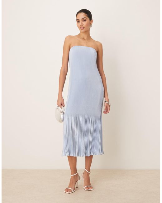 Abercrombie & Fitch Blue – giselle – trägerloses plissee-maxikleid