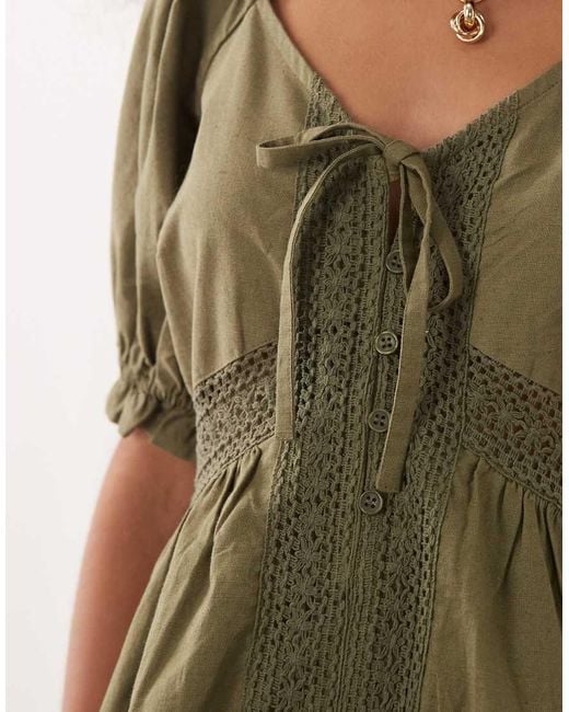 Wednesday's Girl Green Wednesdays Girl Mini Lace Detailed Dress