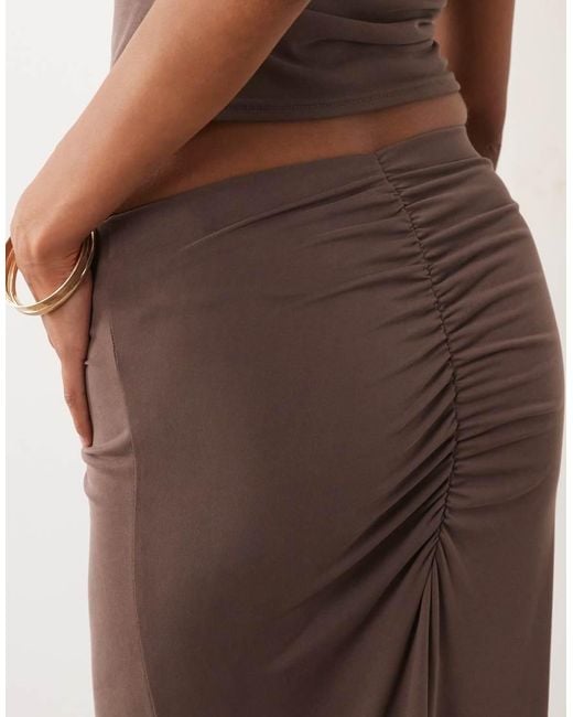 Missy Empire Brown Modal Ruched Front Detail Maxi Skirt