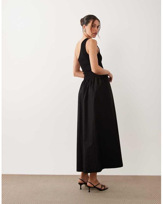 ASOS Black One Shoulder Midi Dress With Hardware Trim