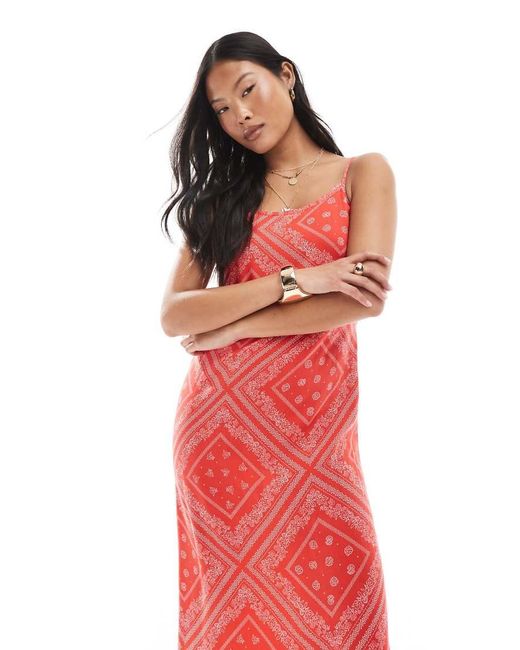 Miss Selfridge Red Strappy Scoop Neck Maxi Slip Dress