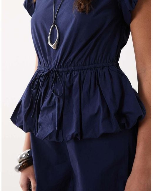 ASOS Blue Jumpsuit With Peplum And Balloon Legs