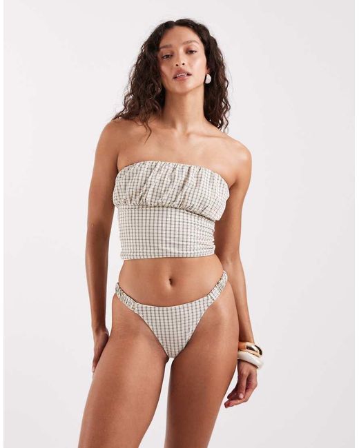 ASOS White Piper Paper Touch High Leg Bikini Bottom