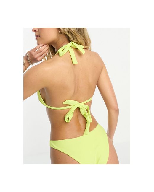 River Island Triangle Bikini Top With Hardware Trim in Green | Lyst Canada