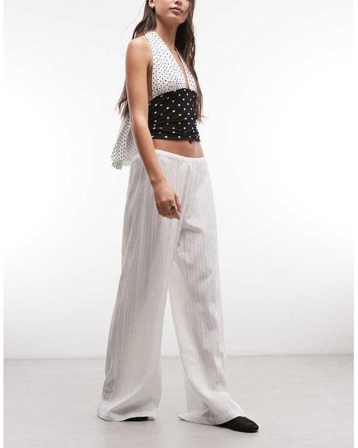 Weekday White Pull On Textured Cotton Pants