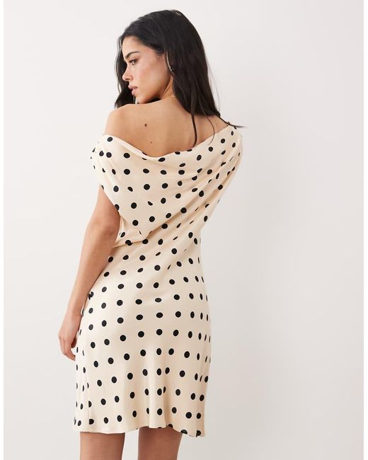 ASOS Natural Satin One Shoulder Drape Mini Dress