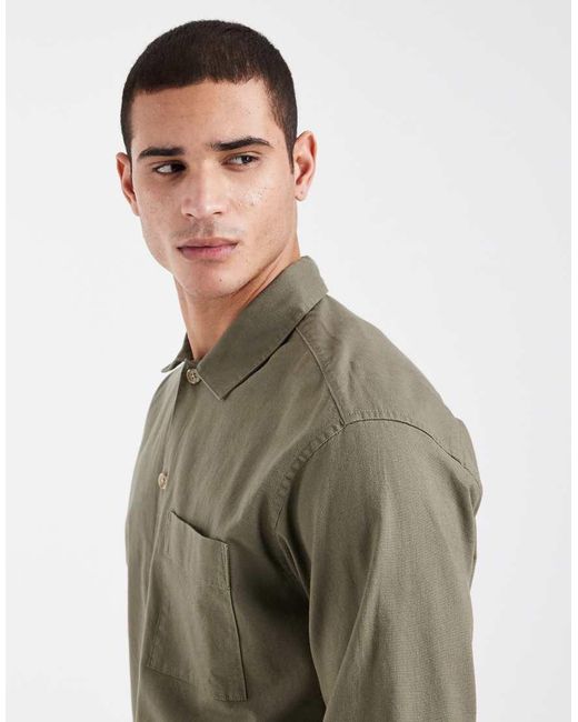 Jack & Jones Green Linen Mix Overshirt for men