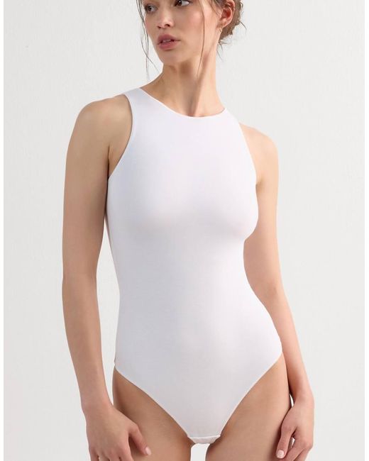 Intimissimi White Fresh Bamboo Bodysuit With Wide Straps