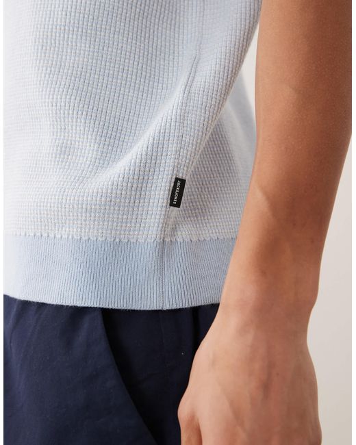 Jack & Jones Blue Premium Split Neck Knitted Top for men