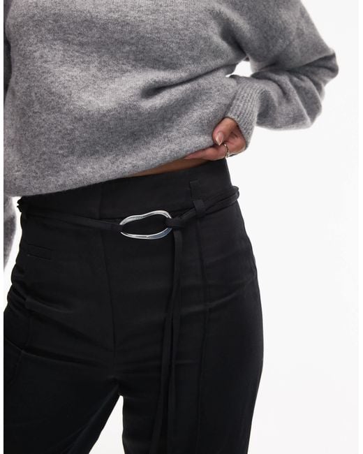 & Other Stories Black Tie Belt Flared Tailored Pants