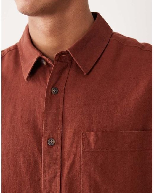 ASOS Red Oversized Linen-blend Shirt for men