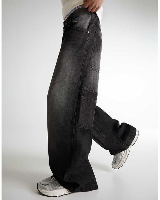 Bershka White Mega baggy Jeans for men