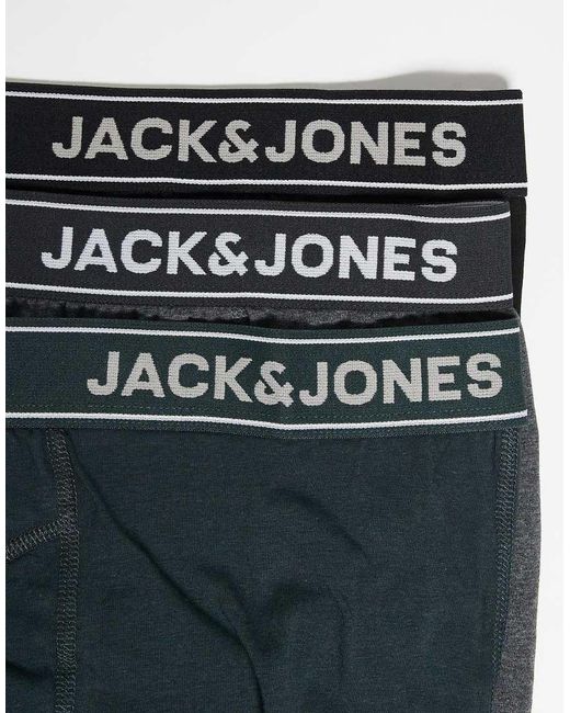 Jack & Jones Black 3 Pack Trunks for men