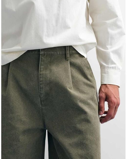 ASOS White Mid Length Canvas Jorts With Pleat Styling for men