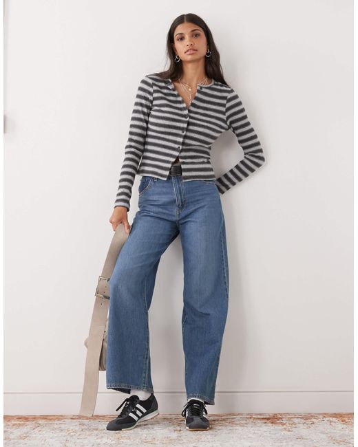 Collusion Blue – langärmlige strickjacke