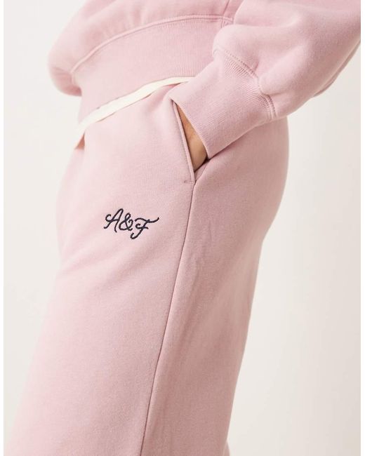 Abercrombie & Fitch Pink Side Logo High Rise Relaxed joggers Co-ord