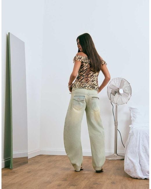 Lioness Blue Dynasty Wide Belt Detail Barrel Leg Jeans