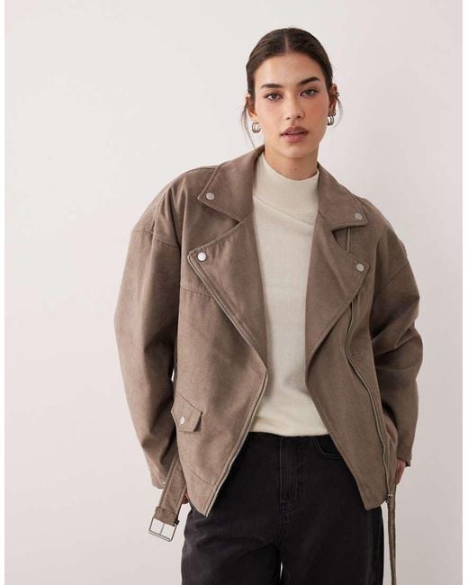 JJXX Natural Faux Suede Biker Jacket