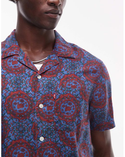 Levi's Purple Sunset Camp Short Sleeve Geo Print Shirt for men