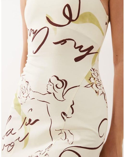 ASOS Natural Halter Trapeze Midi Dress