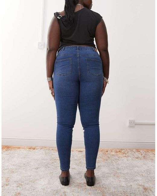 Noisy May Blue High Waisted Skinny Jeans